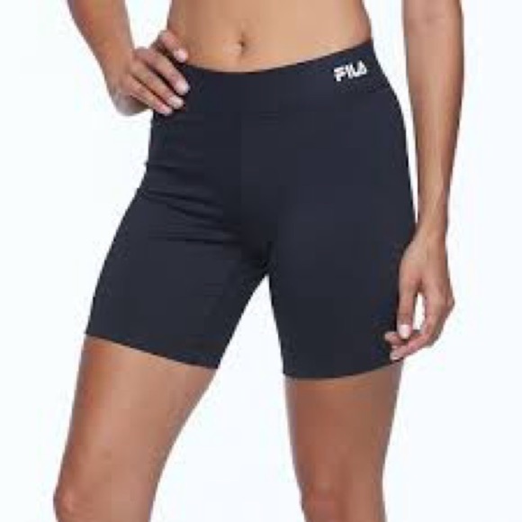 Fila Pants - FILA Black Bike Shorts with Elastic Waistband